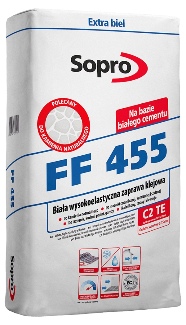 Клей для плитки Клей Sopro Ff 455 Wys.Elas.Zap.Klej.Bial Цементный 455/25 N 25 Kg фото 9