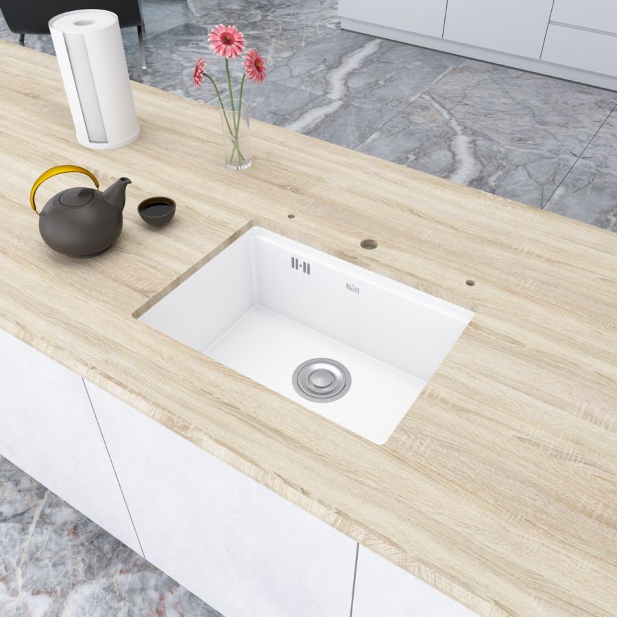 Кухонные мойки Мойка Nett NW-5742 570Х420Х230 Белая под Столешницу 1 мм из Нержавеющей Стали фото 29