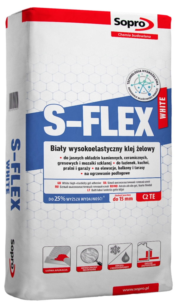 Клей для плитки Клей Sopro S-Flex White Цементний 202/22,5 N 22,5 Kg фото 9