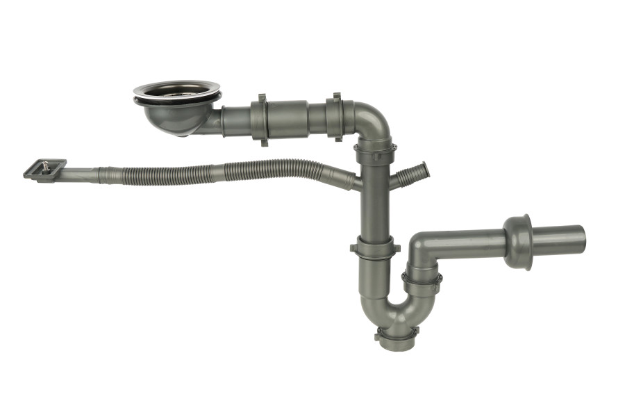 Сифоны и трапы Чорний Сифон для Мийки на Кухню з Нержавійки з Переливом та Підключенням До Посудомийки Dmb-110 фото 7