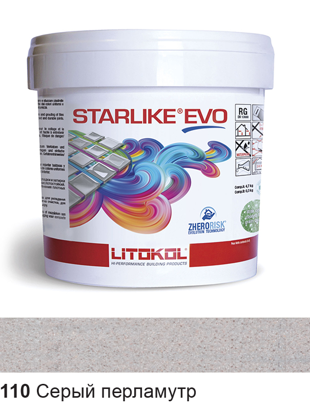 Затирки Затирка Litokol Starlike Evo STEVOGPR02.5 110 Серый Перламутр 2,5 кг фото 1