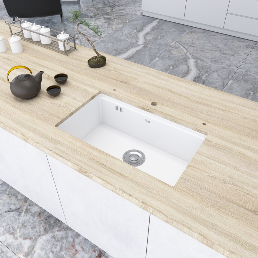 Кухонные мойки Мойка Nett NW-7042 700Х420Х230 Белая под Столешницу 1.5 мм из Нержавеющей Стали фото 21