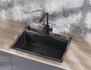 Купити Мийка Nett NB-7048 700Х470Х230 Чорна з Нержавіючої Сталі з Pvd Покриттям Багатофункціональна