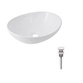 Купить Раковина Накладная Овальная Qtap Dove 415x340x140 мм White + Донный Клапан Pu02 QT06113078WN47308