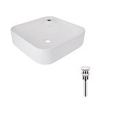 Купить Раковина Накладная Квадратная Qtap Stork 430x430x125 мм White + Донный Клапан Pu02 QT15112194WN47318