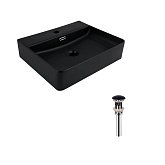 Купить Раковина Подвесная Прямоугольная Qtap Nando Lt 500х420х130 мм Matt Black + Донный Клапан Pu03o QT12112173SMBMBN47322