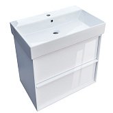 Купити Тумба Devit Quadra 083060W 60 Біла Глянцева з Умивальником та Сифоном 604Х450Х602