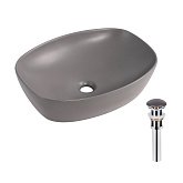 Купить Раковина Накладная Прямоугольная Qtap Robin 500х380х140 мм, Stone Grey, с Донним Клапаном QT04116302SG