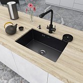 Купити Мийка Nett NB-6845 680Х450Х230 Чорна з Нержавіючої Сталі під Стільницю 1.5 мм