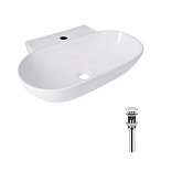 Купить Раковина Подвесная Накладная Овальная Qtap Cardinal 565х400х130 мм White + Донный Клапан Pu02 QT0411K177WN47330