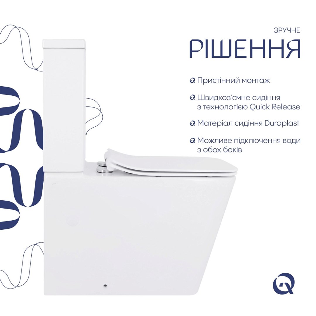 Унитазы Унитаз-компакт Qtap Crow Eco Безободковый с Сиденьем Soft-Close QTCRO27W48750 фото 33