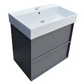 Купити Тумба Devit Quadra 083060G 60 Сіра Матова з Умивальником та Сифоном 604Х450Х602