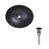 Купить Раковина Накладная Овальная Qtap Dove 415x340x140 мм Matt Black + Донный Клапан Pu03 QT063078MBMBN47307