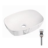 Купить Раковина Накладная Прямоугольная Qtap Robin 500х380х140 мм, Marble, с Донним Клапаном QT04116302MR