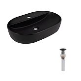 Купить Раковина Накладная Qtap Scorpio 600x400x120 мм, Matt Black, Овальная + Донный Клапан Pop-up Pu03 QT142203MBMBN48469