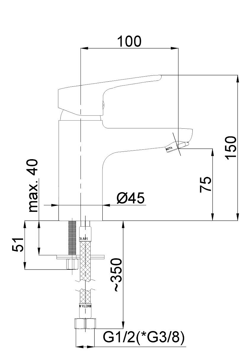 Смесители Смеситель для Умывальника Rubineta Uno-18 (Bk2) N800661 фото 9