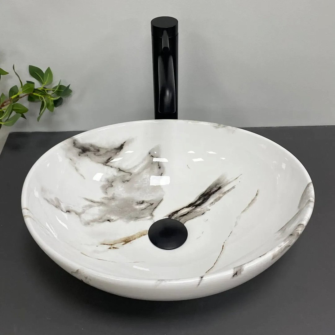 Раковины Умывальник (Раковина) VBI Parma Carrara Glossy Накладной VBI-011025 фото 1