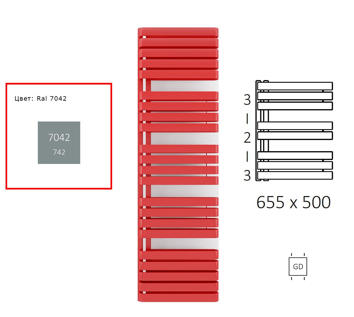 Полотенцесушители Полотенцесушитель Водяной Terma Warp S WGWAS065050K742GD 655х500 Ral 7042 GD фото 1