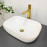 Купить Умывальник (Раковина) VBI Ravenna White Gold Edge Накладной VBI-011218