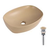 Купить Раковина Накладная Прямоугольная Qtap Robin 500х380х140 мм, Beige, с Донним Клапаном QT04116302SB