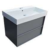 Купити Тумба Devit Quadra 083085G 85 Сіра Матова з Умивальником та Сифоном 864Х450Х600