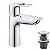 Купити Grohe Bauloop New Одноважільний Змішувач для Раковини M-Size + Нажимний Донний Клапан 23886001