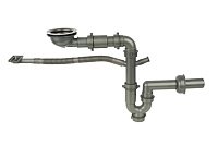 Сифон Черный для Мойки на Кухню из Нержавейки с Переливом и Подключением к Посудомойке Dmb-110 фото