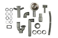 Сифон для Мойки на Кухню из Нержавейки с Переливом и Подключением к Посудомойке Dms-110 фото