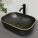 Купить Умывальник (Раковина) VBI Ravenna Black Matt Gold Edge Накладной VBI-011228