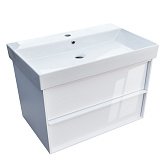 Купити Тумба Devit Quadra 083085W 85 Біла Глянцева з Умивальником та Сифоном 864Х450Х600