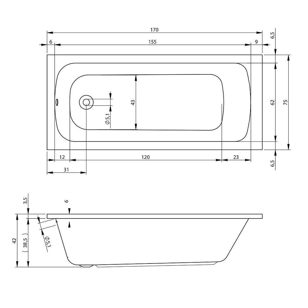 Ванны Ванна Devit Comfort 170х75 с Ножками 17075123 фото 11