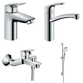 Купить Hansgrohe Logis 1312019 Набор Смесителей для Ванны, Умывальник 100+ Кухня (7110000+7140000+26533400+31806000)