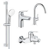 Купить Grohe Набор Смесителей Euroeco New 4 в 1 для Ванны и Кухни Ua123242Mk