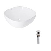 Купить Раковина Накладная Qtap Kolibri 425x425x140 мм, White, Квадратная + Донный Клапан Pop-up Pu02 QT1011K396WN48468