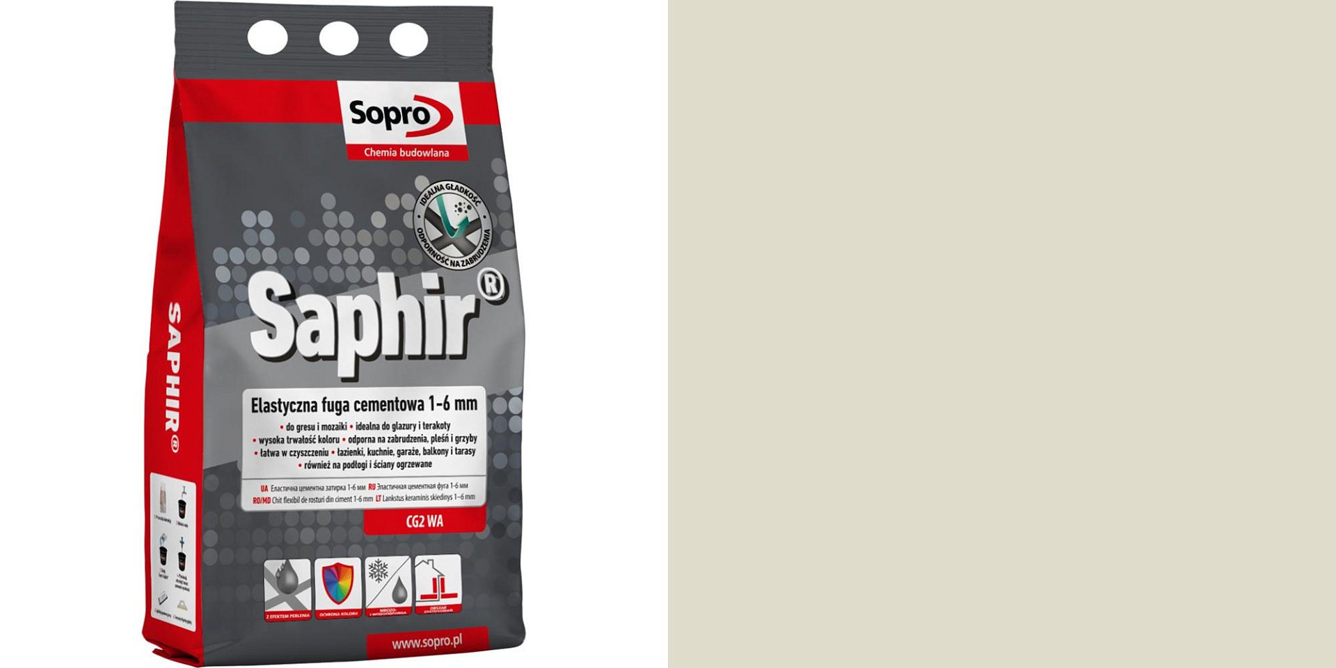 Затирки Затирка Sopro Saphir Srebrny Szary 17 9502A-2 N Цементная 2 kg фото 11