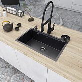 Купити Мийка Nett NB-7042 700Х420Х230 Чорна Врізна з Pvd Покриттям Багатофункціональна