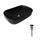 Купить Раковина Накладная Прямоугольная Qtap Robin 600x390x150 мм Matt Black + Донный Клапан Pu03 QT132143PMBMBN47296