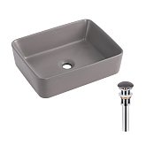 Купить Раковина Накладная Прямоугольная Qtap Tern 480x370x135 мм, Stone Grey, с Донним Клапаном QT17116069SG