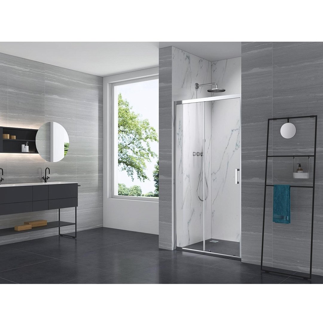 Душевые кабины Душевые Primera Prime Pri1000 Дверца Раздвижная 100 - Хром-Прозрачное Стекло 1000х1900 фото 11