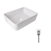 Купить Раковина Накладная Прямоугольная Qtap Tern 480х370х135 мм White + Донный Клапан Pu02 QT17112074WN47301