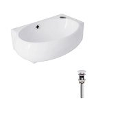 Купить Раковина Подвесная Овальная Правая Qtap Leo 430x285x160 мм White + Донный Клапан Pu02o QT11115011RWN47333