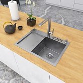Купить Мойка Nett NS-6045(L) 600Х450Х230 из Нержавеющей Стали Накладная с Левым Крылом 1.5 мм