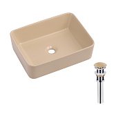 Купить Раковина Накладная Прямоугольная Qtap Tern 480x370x135 мм, Beige, с Донным Клапаном QT17116069SB