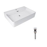 Купить Раковина Подвесная Прямоугольная Qtap Nando Lt 610х420х140 мм White + Донный Клапан Pu02o QT12112173WN47326