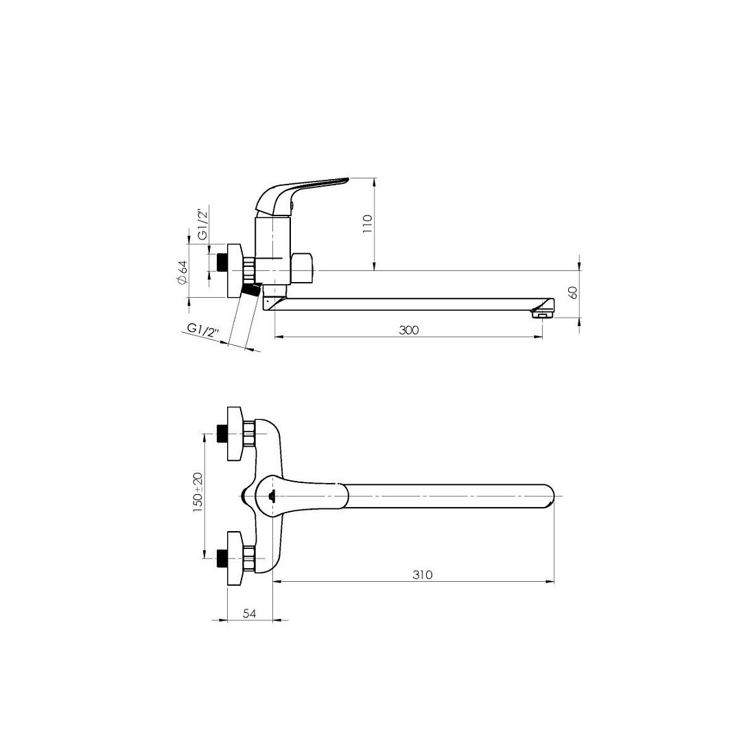 Смесители Комплект Смеситель + Стойка Rubineta Lima-11/C+Varianta 625050 фото 7