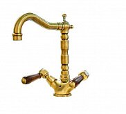 Revival Змішувач Для Умивальника З Білими Ручками Бронза Revbr434U фото