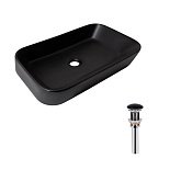 Купить Раковина Накладная Прямоугольная Qtap Scorpio 550х390х120 мм Matt Black + Донный Клапан Pu03 QT14112243MBN47298