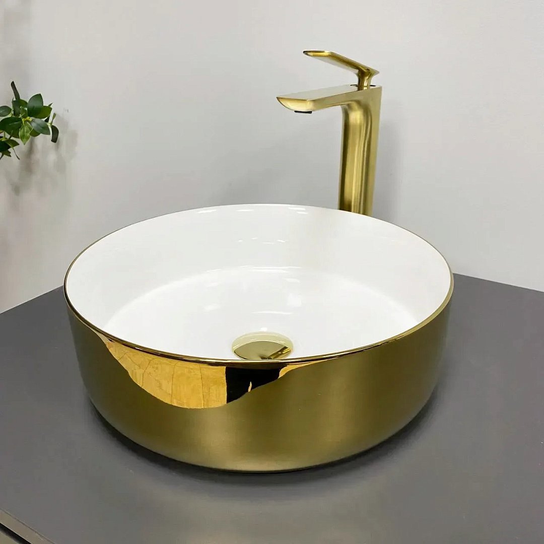 Раковины Умывальник (Раковина) VBI Prato Gold White Накладной VBI-011415 фото 1