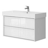Купити Тумба Devit Quadra 083100W 100 Біла Глянцева з Умивальником та Сифоном 982Х450Х600