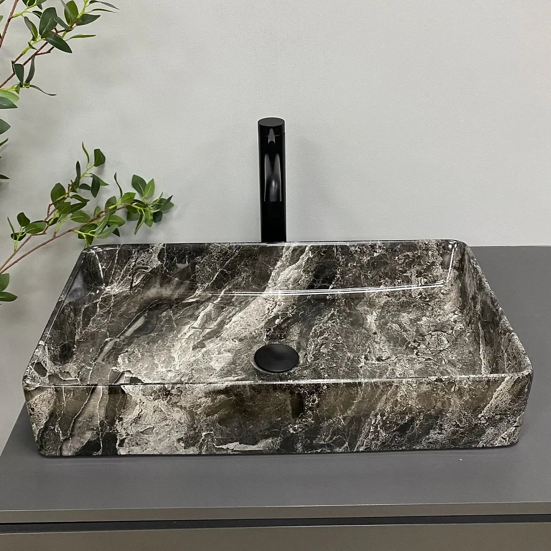 Раковины Умывальник (Раковина) VBI Triest Anthracite Marble Накладной VBI-012717 фото 1